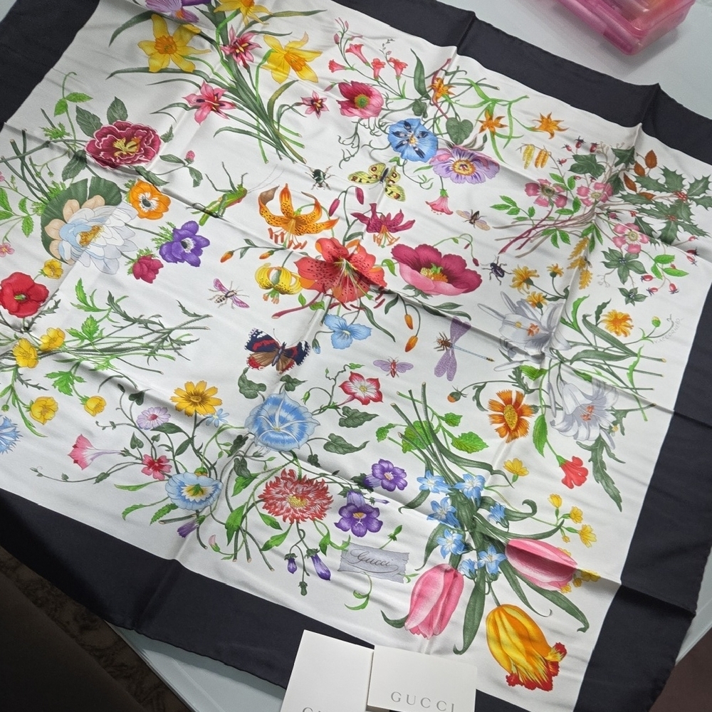 Gucci Multicolor Floral Silk Scarf - Picture 6 of 11